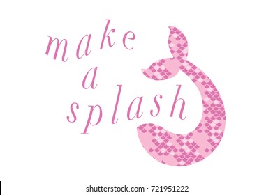 Make a splash graphic in pink with mermaid tail and pattern.