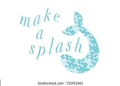 Make a splash mermaid theme graphic in turquoise.