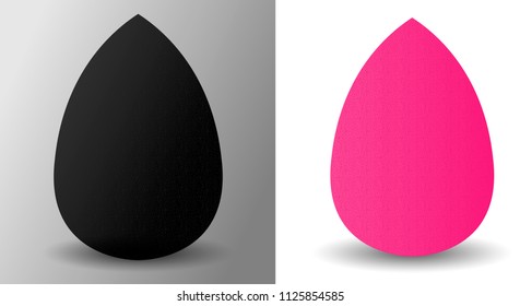 Make Up Sponge set black and pink colour for Cosmetic Blending. Premium Beauty Sponge Makeup Blender for Powder, Concealer and Foundation Applicator. Vector illustration mockup.