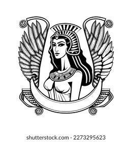 Make a statement with our Cleopatra logo illustration. This regal and timeless design features the iconic queen of Egypt, exuding power, beauty, and sophistication