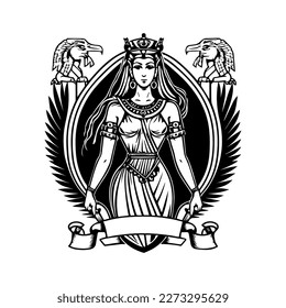 Make a statement with our Cleopatra logo illustration. This regal and timeless design features the iconic queen of Egypt, exuding power, beauty, and sophistication