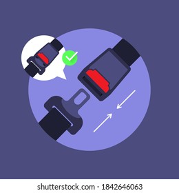 make sure seat belt is installed / attached perfectly concept illustration flat design vector eps10. infographic