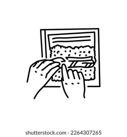 Make sushi color line icon. Cooking food. Meal preparation