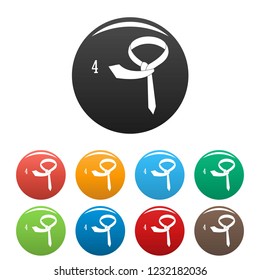 Make tie icons set 9 color vector isolated on white for any design