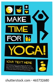 Make Time For Yoga! (Flat Style Vector Illustration Quote Poster Design)
