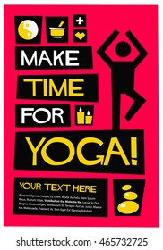 Make Time For Yoga! (Flat Style Vector Illustration Quote Poster Design)