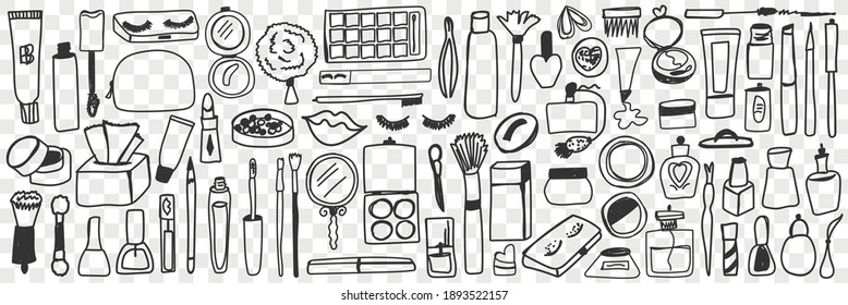 Make up tools and cosmetics doodle se