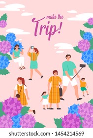 Make the trip. Summer Holiday vector Illustration, template poster.