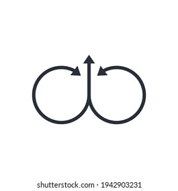 Make up two components combined. Workflow layout, diagram number options. Two step up options.Vector linear icon isolated on white background.