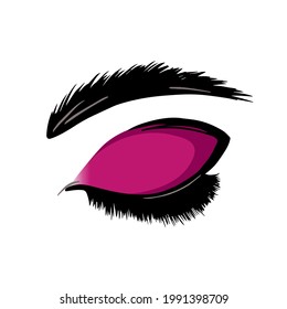 Make up, eyelashes, eyebrows isolated on white background.  Fashion illustration for lash maker, eyebrow master, beauty salon.  Vector.