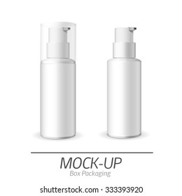 Make up. Tube of cream or gel white plastic product.  Container, product and packaging. White background.