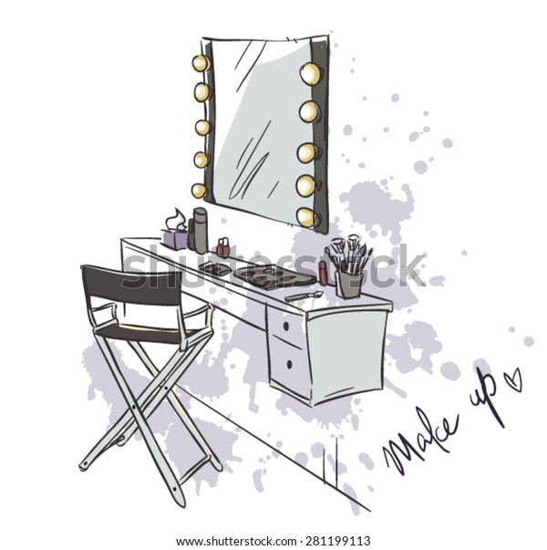 Make Vanity Table Folding Chair Illustration Stock Vector Royalty Free 281199113