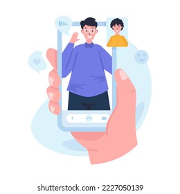 Make a video call communication flat illustration