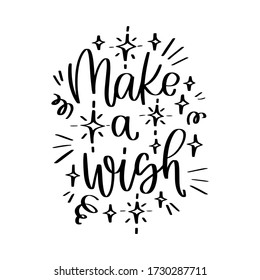 Hacer un diseño vectorial de caligrafía de cumpleaños con lanzamiento de espiral de doodle, remolque, imágenes de estrellas y texto manuscrito para la decoración de fiestas de celebración.