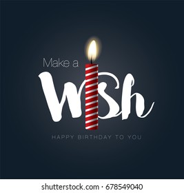 Make a wish birthday candle. Vector illustrations