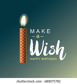 Make a wish birthday candle. Vector illustrations