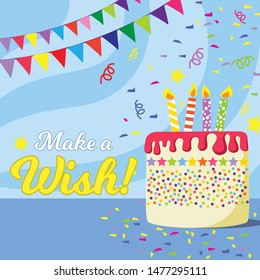Make a wish birthday card vector