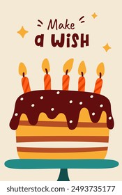 Make A Wish Birthday Card Vector Illustration