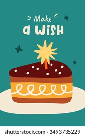 Make A Wish Birthday Card Vector Illustration