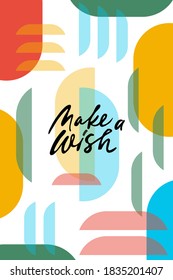 Make a wish. birthday or new year greeting card. Hand-drawn minimalistic style. isolated on a white background. Vector illustration.