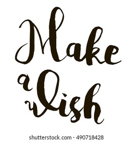 Make a wish calligraphic inscription on a white background, lettering