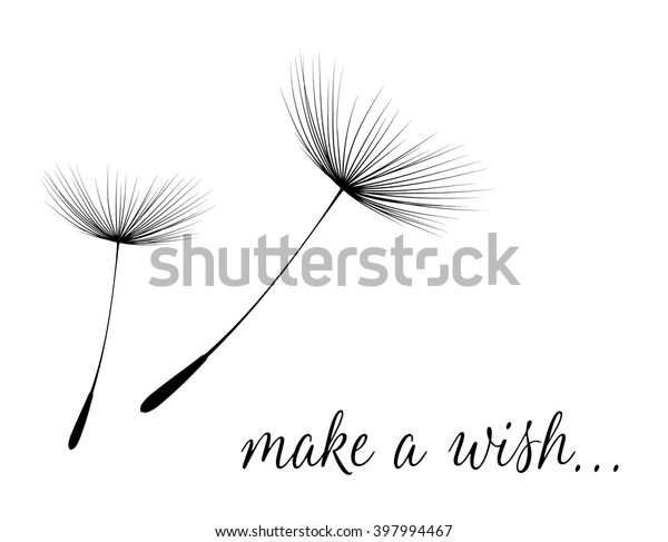 Make a wish card with dandelion fluff.\
Vector illustration