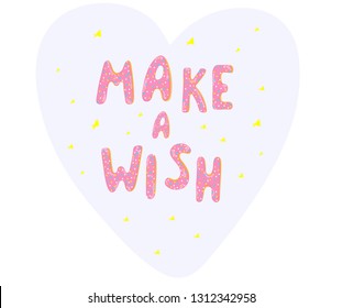 Make a wish card with stars and donuts icing letters