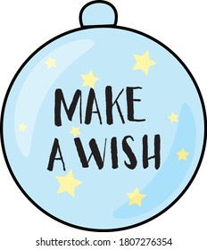 make a wish. Christmas calligraphy. Vector illustration. Handwritten brush lettering for greeting cards, posters, invitations, banners. Hand drawn design elements. Isolated on a white background.