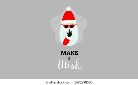 Make a wish. Christmas. Cute holiday web banner with Santa Claus.