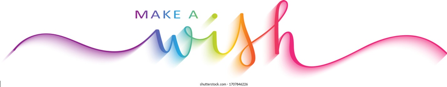 MAKE A WISH Colorful Vector Brush Calligraphy Banner With Swashes