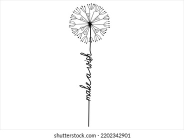 make a wish dandelion vector design hand rawn