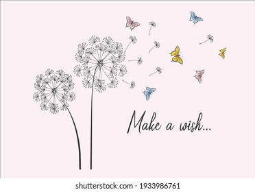 make a wish hand drawn dandelion