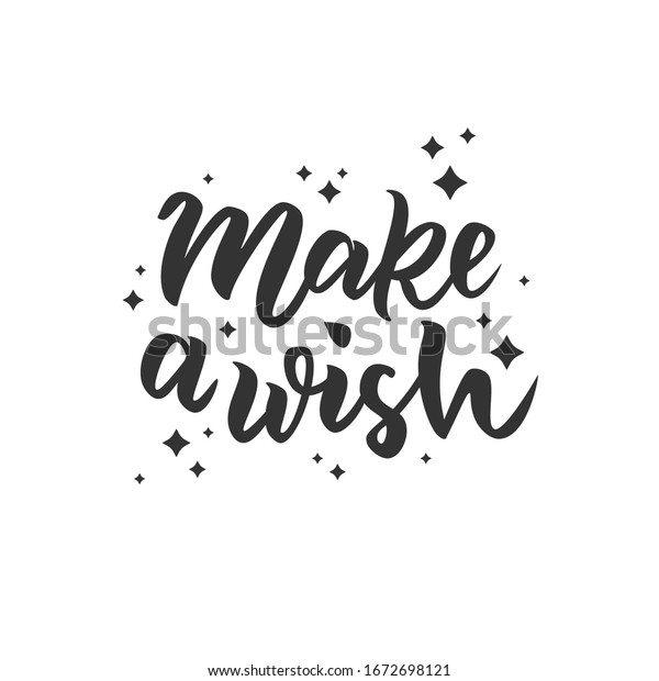 Make Wish Hand Lettering Text Badge Stock Vector Royalty Free