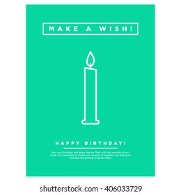 Make a Wish Happy Birthday Card  (Vector Design)