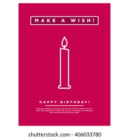 Make a Wish Happy Birthday Card  (Vector Design)