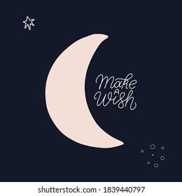 Haz un deseo. Citas de letras cósmicas. Doodle celestial.