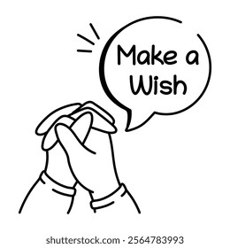 Make wish on birthday icon in doodle style 
