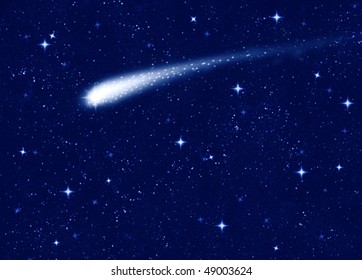 make a wish on this shooting star going across a starry sky