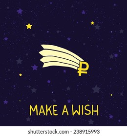 Make a wish russian ruble falling down vector illustration