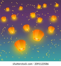 Make a wish. Traditional Paper Lantern. Paper lantern festival