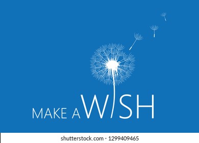 make a wish typography with dandelion vector illustration EPS10