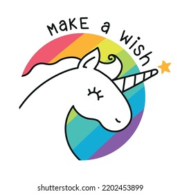 Make a wish unicorn vector illustration