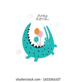 Make a wish vector greeting card template