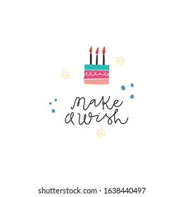 Make a wish vector greeting card with lettering