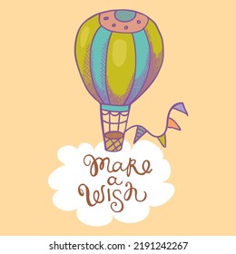 hacer un deseo.Diseñar para imprimir, postal, volante, afiche