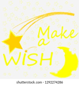 Make a wish.Nature scene with moon,stars and shooting star in the space .Dreams.