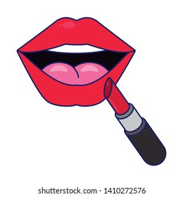 Make up woman lips using lipstick vector illustration graphic design