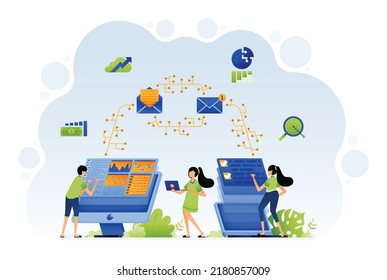 Make work easier with network access and smoother communication in office and company. Vector illustration design can use for landing page template ui ux web mobile app poster banner website flyer ads