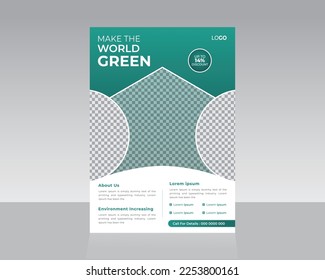 Make World Green, Save Green Environment Nature Flyer template ready for print