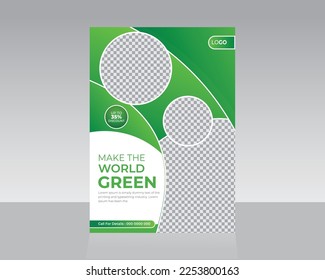 Make World Green, Save Green Environment Nature Flyer template ready for print